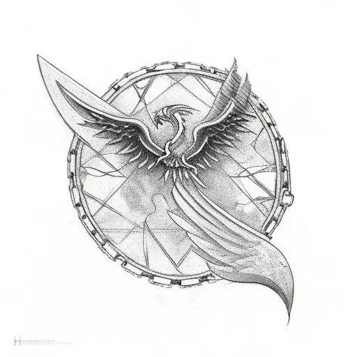 broken chain, dagger, phoenix,hourglass,mind,betrayal tattoo design idea
