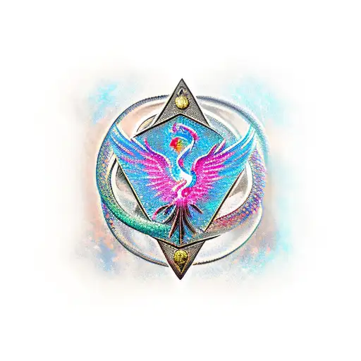 broken chain, dagger, phoenix,hourglass tattoo design idea