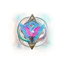 broken chain, dagger, phoenix,hourglass tattoo design idea