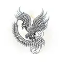 broken chain, dagger, phoenix,hourglass tattoo design idea