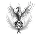 broken chain, dagger, phoenix,hourglass tattoo design idea