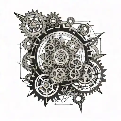 Marcus Aurelius with clock gears forming the shape tattoo design idea