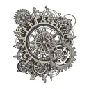 Marcus Aurelius with clock gears forming the shape tattoo design idea