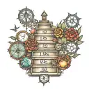 12 walking steps. each step has a symbol of the 12 step addiction recovery steps  tattoo design idea