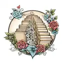 12 walking steps. each step has a symbol of the 12 step addiction recovery steps  tattoo design idea