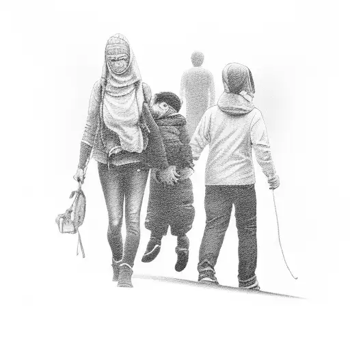 mom and a son walking through all the poorly life and find succes tattoo design idea