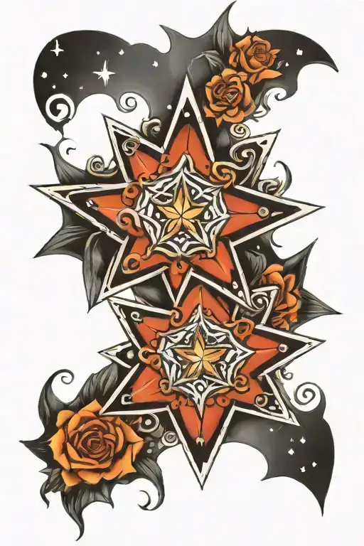 17 8 point star tattoo design idea