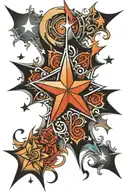 17 8 point star tattoo design idea