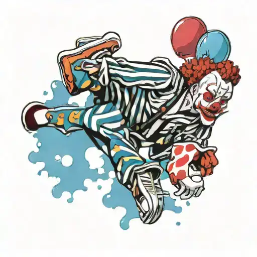 clown falling with adidas kit tattoo design idea