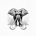 plants with an elephant and Great Horned Owl tattoo design idea