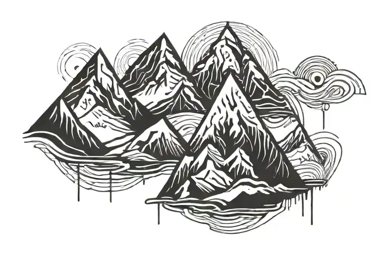 3 mountain peaks forming tattoo design idea