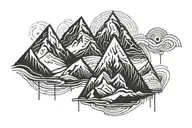 3 mountain peaks forming tattoo design idea