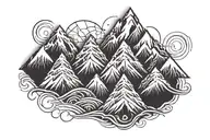 3 mountain peaks forming tattoo design idea