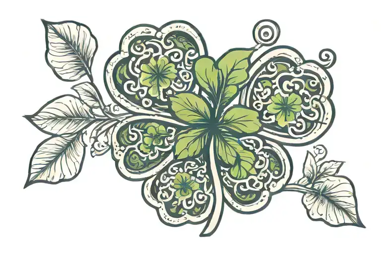 four leaf clover attached to lucky enough   tattoo design idea