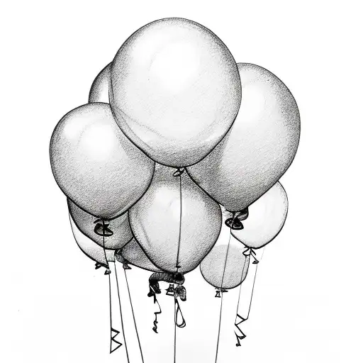 girl suspended by balloons  tattoo design idea