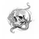 skull and snake  tattoo design idea