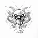 skull and snake  tattoo design idea
