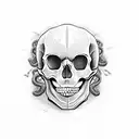 skull and snake  tattoo design idea