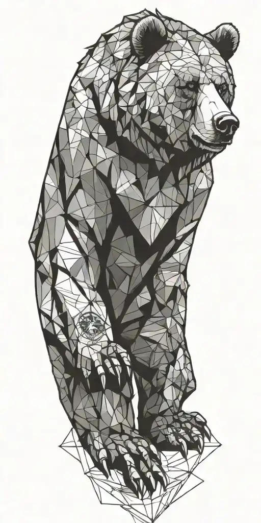 Grizzly Bear Armour with geometrical design featuring a compass tattoo design idea