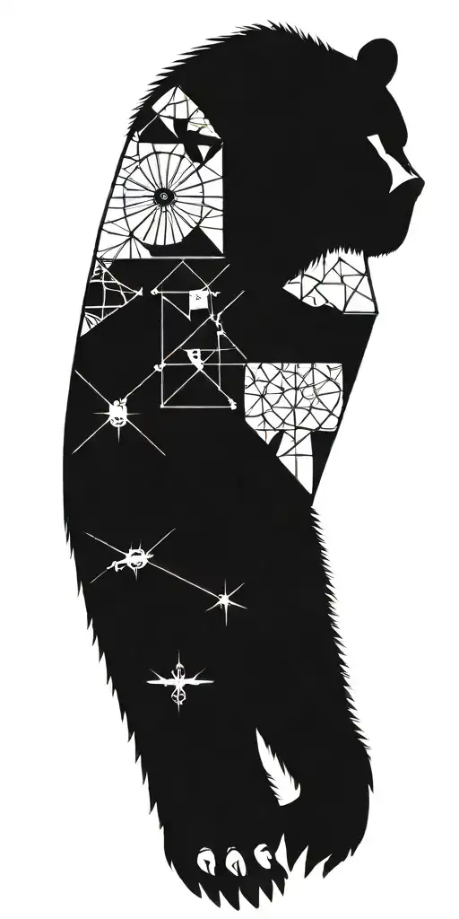 Grizzly Bear Armour with geometrical design featuring a compass tattoo design idea