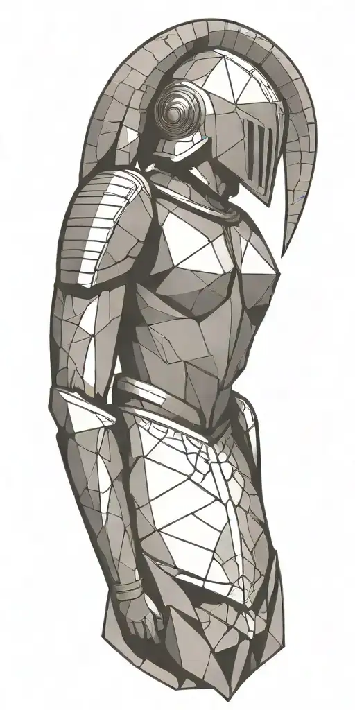 Geometric tattoo featuring medieval armor tattoo design idea