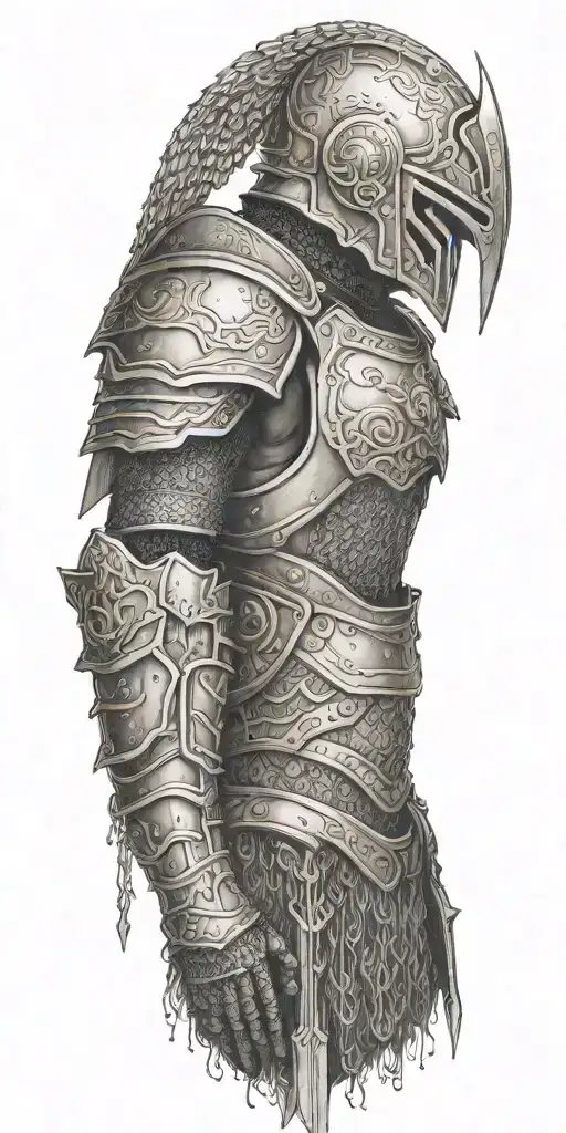 battle armor including chain mail tattoo design idea
