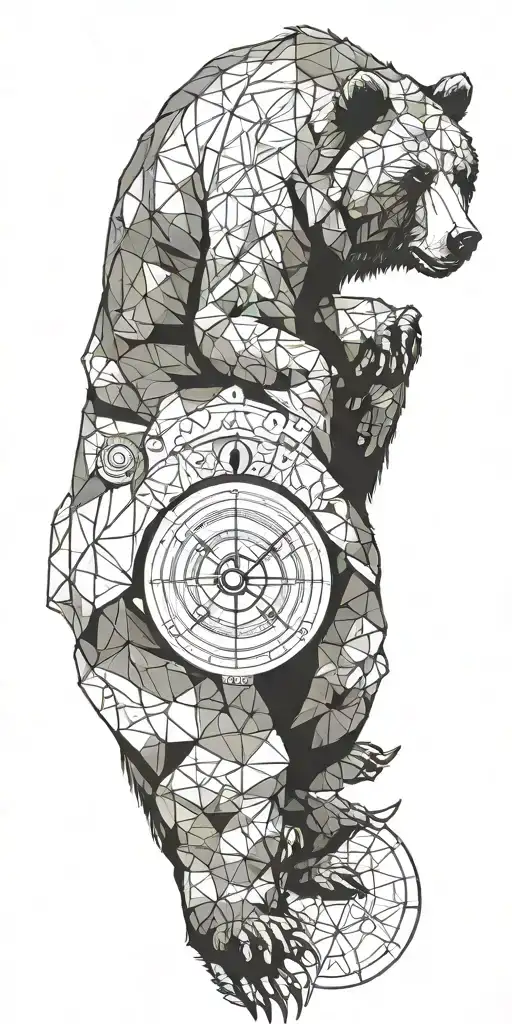 Grizzly Bear Armour with geometrical design incorporating a compass tattoo design idea