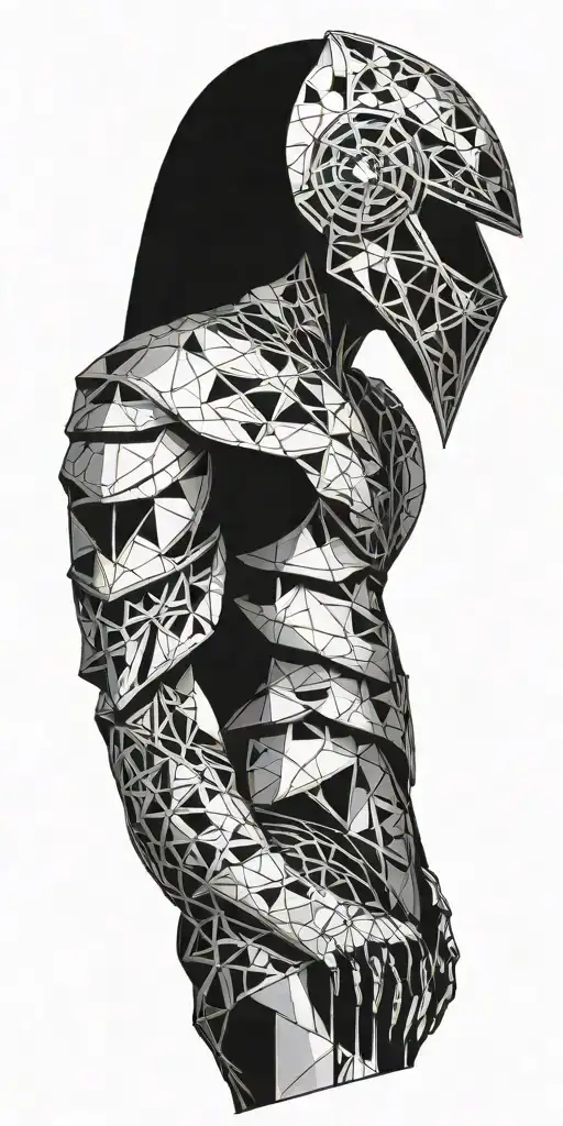 blackout Armor with geometrical shapes tattoo design idea