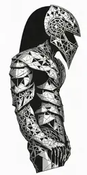 blackout Armor with geometrical shapes tattoo design idea