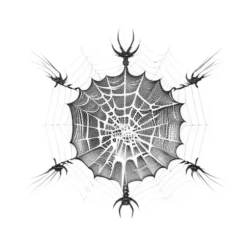 A hauntingly beautiful spider web entangled with deep thoughts and anxiety tattoo design idea