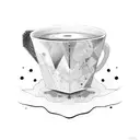 An abstract design combining the shape of a coffee cup and a square car tattoo design idea