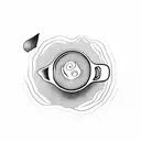 An abstract design combining the shape of a coffee cup and a square car tattoo design idea