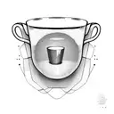 An abstract design combining the shape of a coffee cup and a square car tattoo design idea
