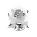 An abstract design combining the shape of a coffee cup and a square car tattoo design idea