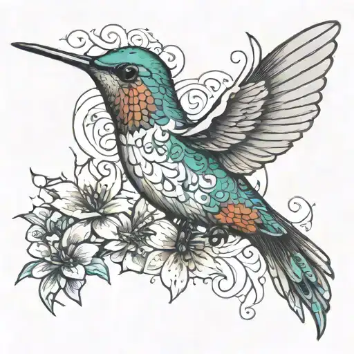 humming bird on bible verse Philippians 4:13 tattoo design idea