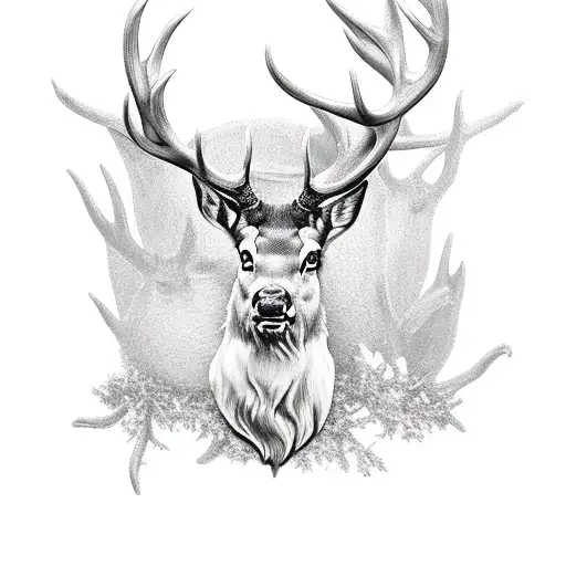stag antlers with no head tattoo design idea