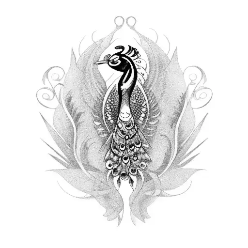 Peacock & death tattoo design idea