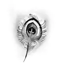 a peacock feather with a crying eye  tattoo design idea