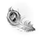 a peacock feather with a crying eye  tattoo design idea