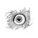 a peacock feather with a crying eye  tattoo design idea