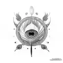 a peacock feather with a crying eye  tattoo design idea