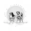 beagle sitting with a man watching sunset tattoo design idea