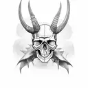 skull with devil horns tattoo design idea