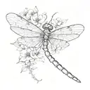 dragonfly with flowers  tattoo design idea