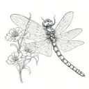 dragonfly with flowers  tattoo design idea