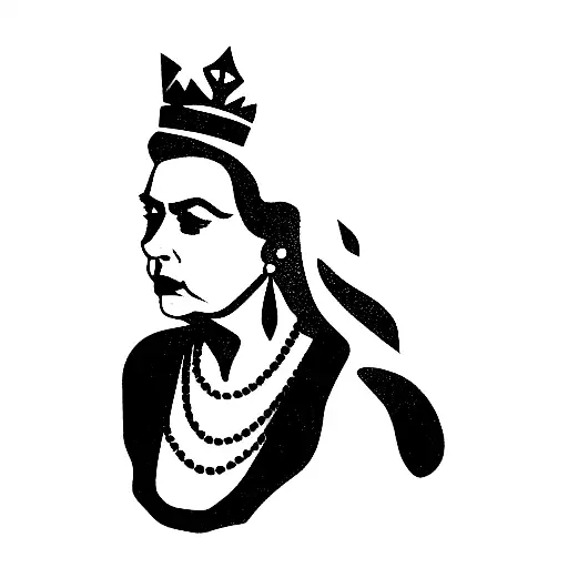 QUEEN ELIZABETH FULL OUTFIT WITHOUT FACE tattoo design idea