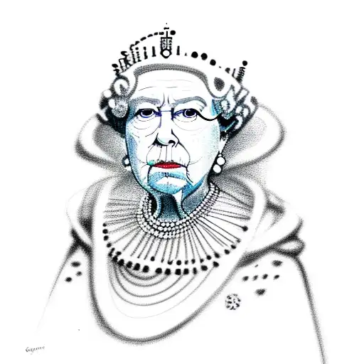 Queen Elizabeth no face tattoo design idea