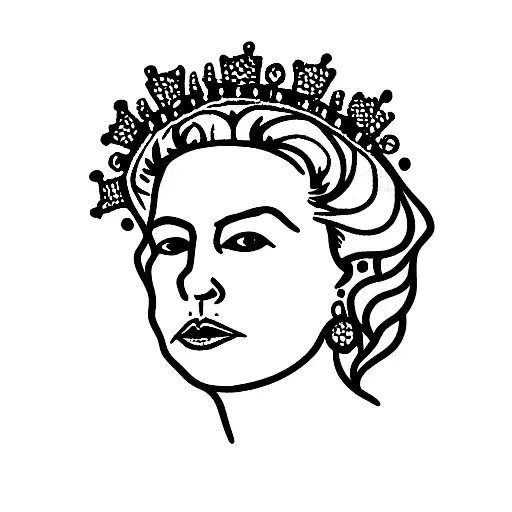 Queen Elizabeth no face tattoo design idea