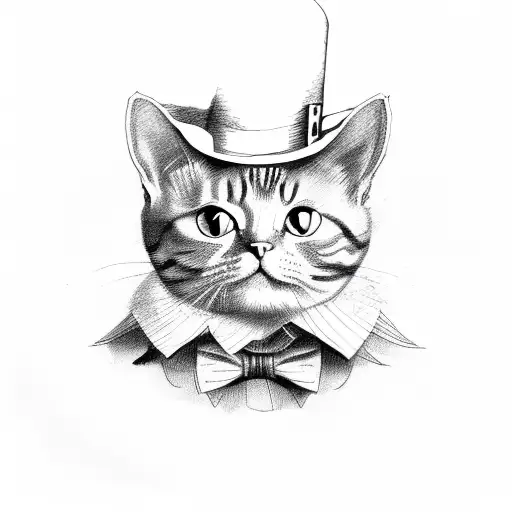 cat in a magician top hat tattoo design idea