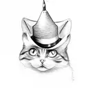 cat in a magician top hat tattoo design idea